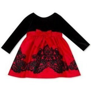 Rare Editions Baby Girls' Velvet Flocked-Skirt Dress